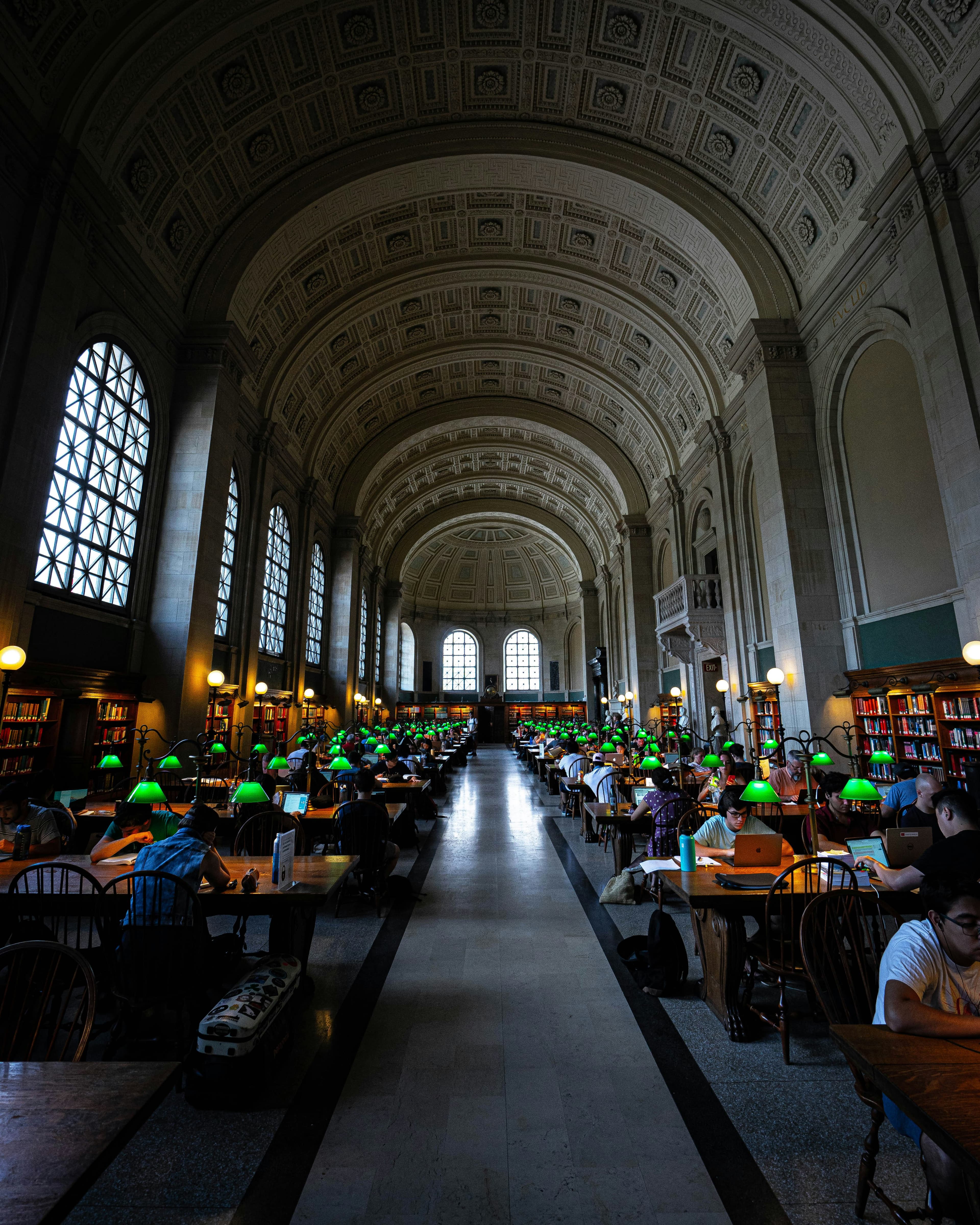 Study tables in a university reading room